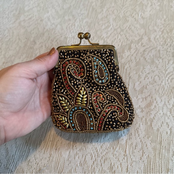 David Jeffrey beaded kiss lock coin purse - Picture 3 of 7